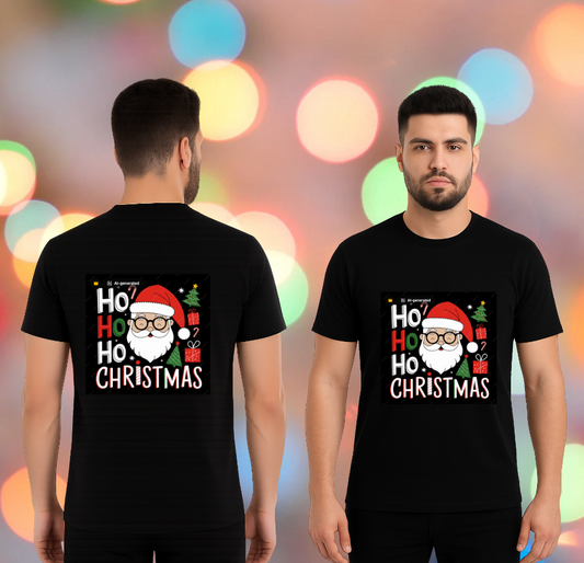 π HO HO CHRISTMAS Unisex Standard Crew Black T-Shirt