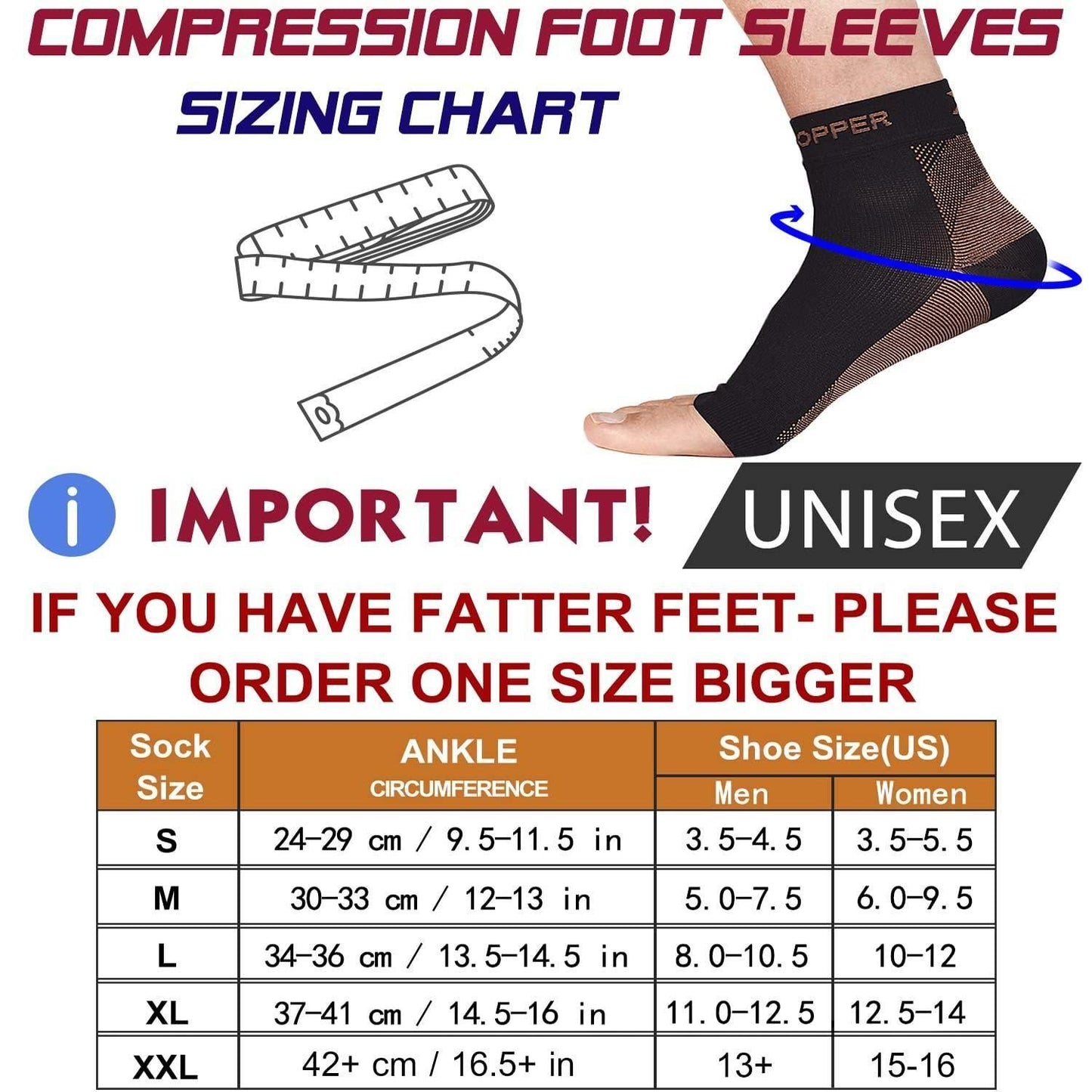 🦶 Copper Compression Recovery Foot Sleeves