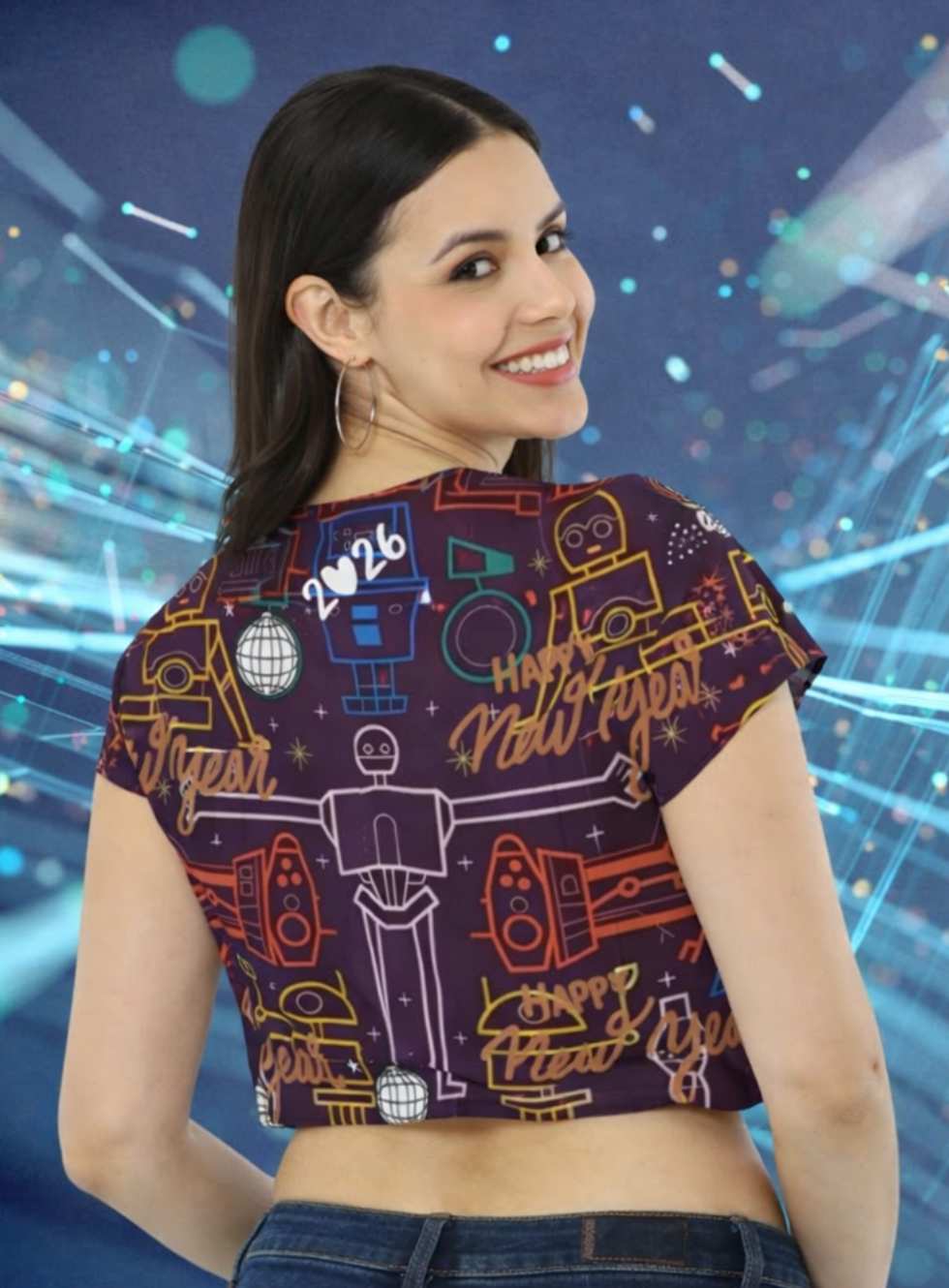 🌸 AOP Crop Top 2026 – Trendy Printed Crew Neck