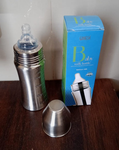 🍼 Ganesh Stainless Steel Baby Feeding Bottle – 250 ml