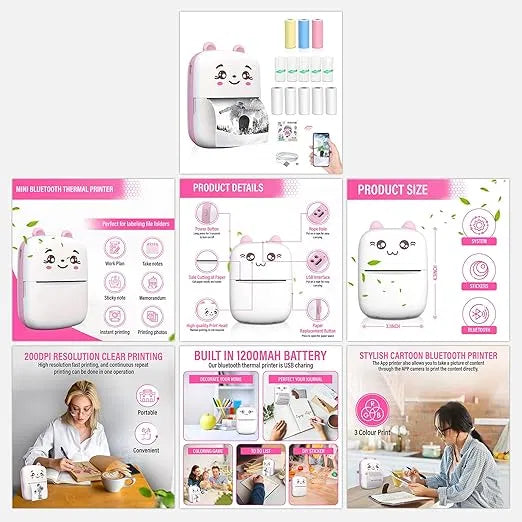 🖨️ Bluetooth Mini Printer – Ink-less Wireless Thermal Printer for Students