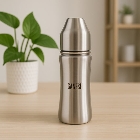 🍼 Ganesh Stainless Steel Baby Feeding Bottle – 250 ml
