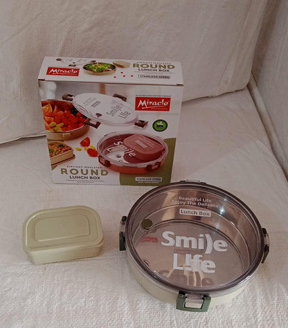 Smile Life Stainless Steel Round Lunch Box